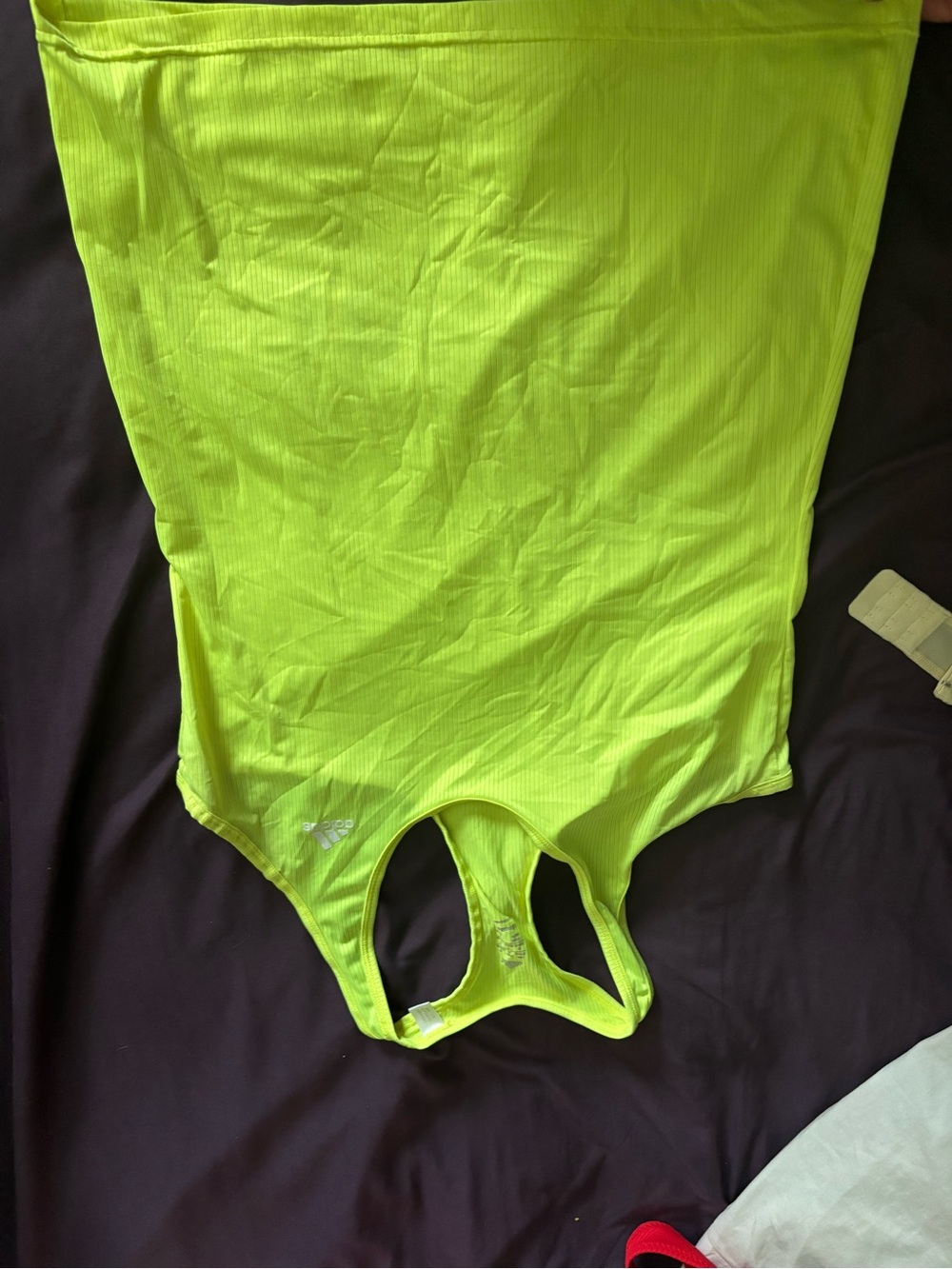 adidas Neon Yellow Ribbed Racerback Tank Top